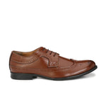 Men's Brown Full Wing Brogue Synthetic Leather Formal Shoes