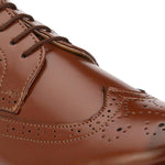 Men's Brown Full Wing Brogue Synthetic Leather Formal Shoes