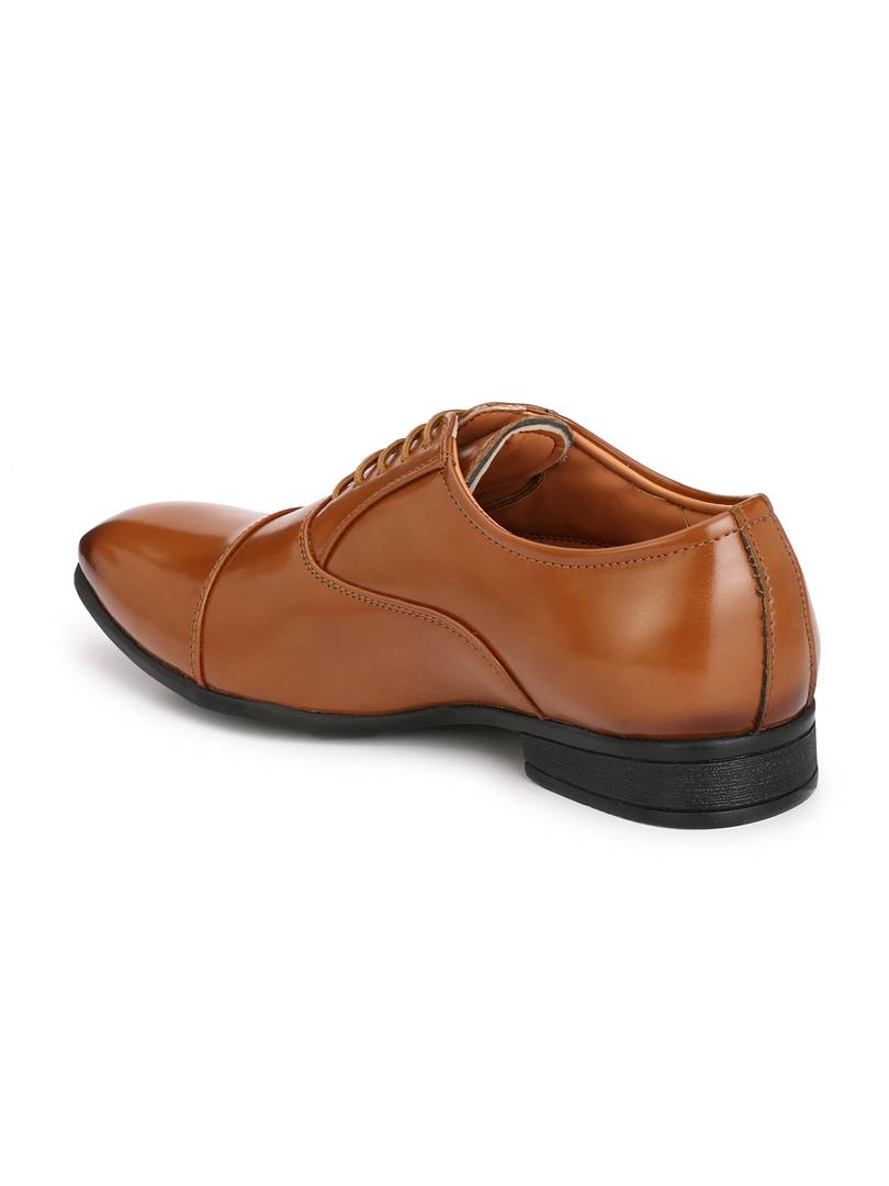 Men's Tan Oxford  Synthetic Leather Formal Shoes