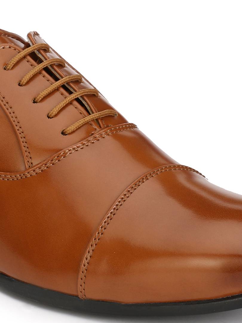 Men's Tan Oxford  Synthetic Leather Formal Shoes
