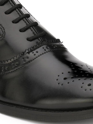 Men's Black Oxford Brogue Cap Toe Synthetic Leather Formal Shoes
