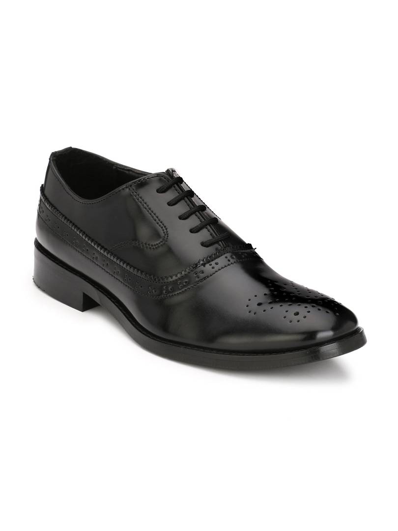 Men's Black Oxford Brogue Cap Toe Synthetic Leather Formal Shoes