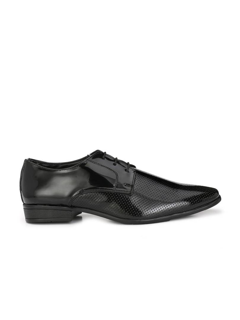 Men's Black Derby Patent Leather Formal Shoes