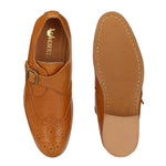 Men's Tan Brogue Monk Original Leather Formal Shoes
