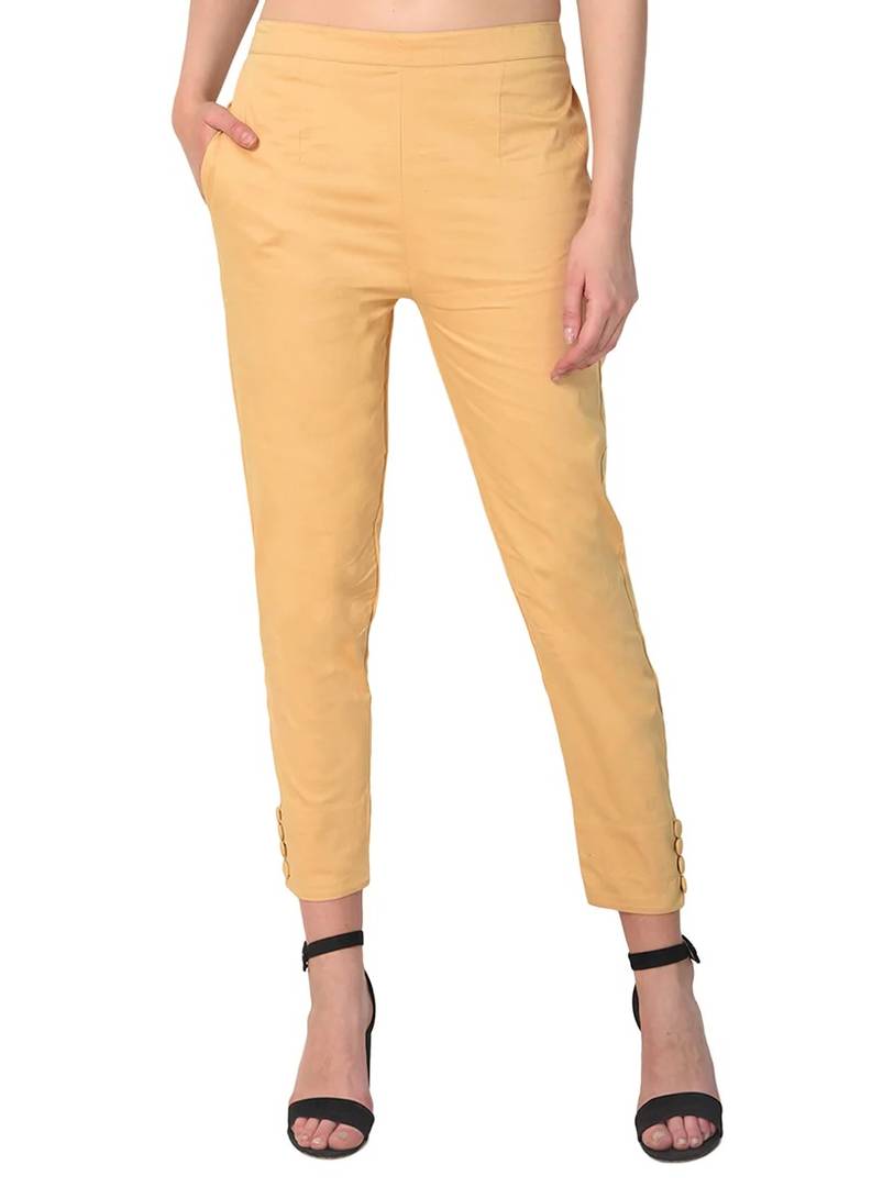 Cotton Spandex Free Size Solid Trouser