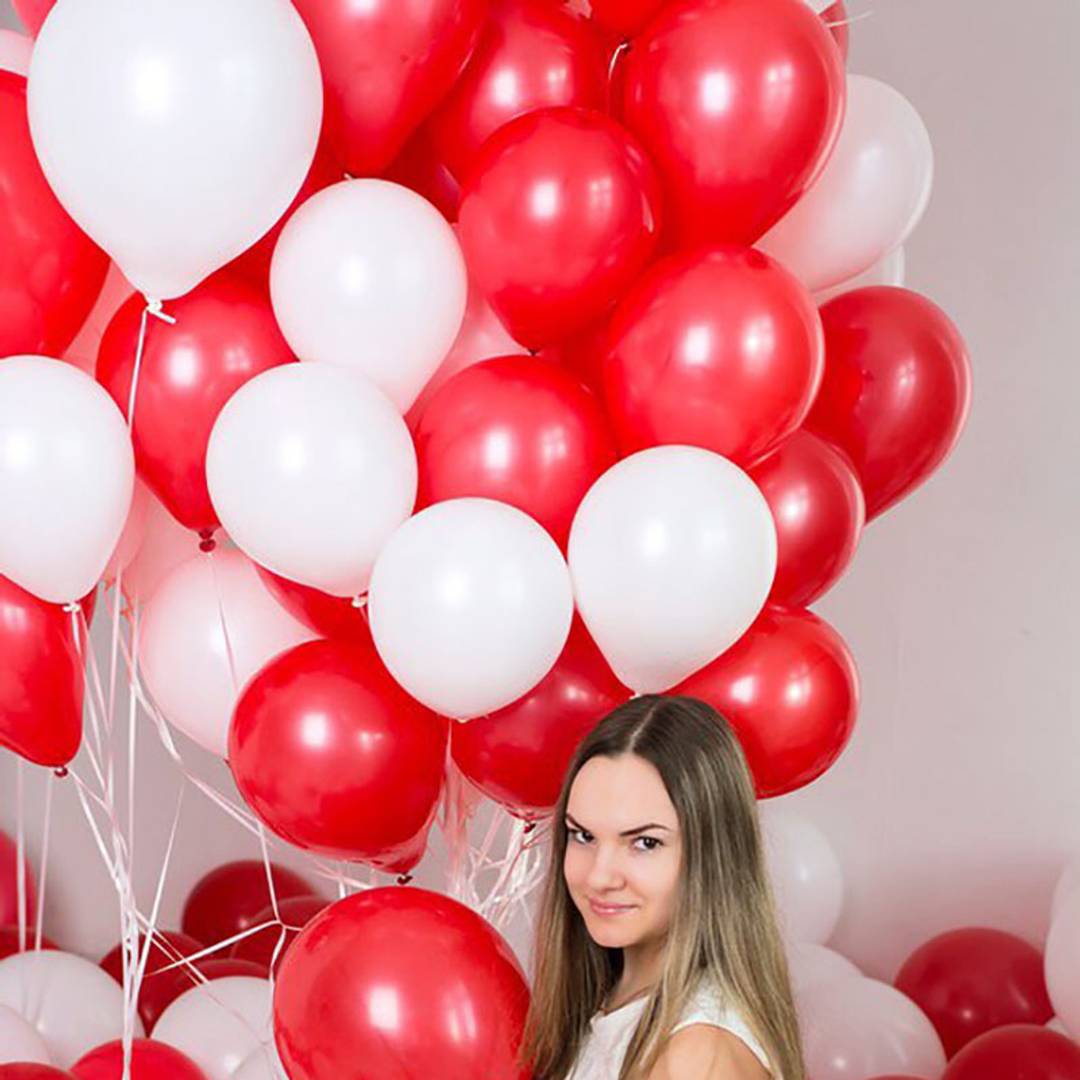 Metallic Balloon (White, Red)