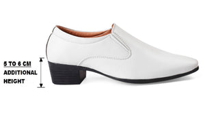 Stylish White Height Increasing Casual Slip-On Shoes