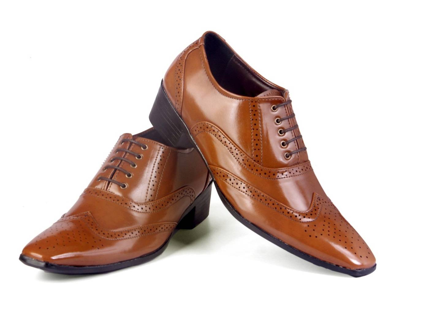 Stylish Tan Height Increasing British Full Brogue Shoes for Men