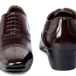 Stylish Brown Faux Leather Lace-up British Semi Brogue Oxford Shoes For Men