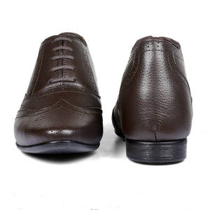 Stylish Brown 3 Inch Height increasing Leather Full Brogue Formal Shoes
