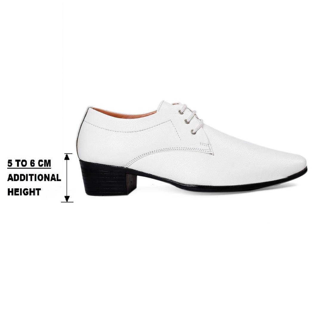 Premium White Synthetic Leather 6 inch height increasing Formal Shoe For Men