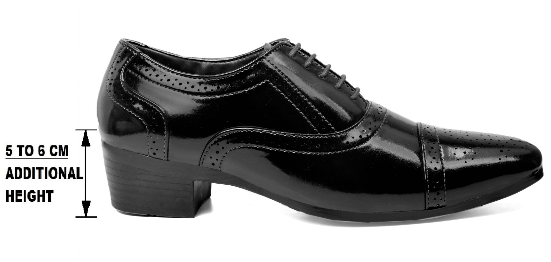 Premium Black Synthetic Leather Height Increasing Formal Shoe For Men