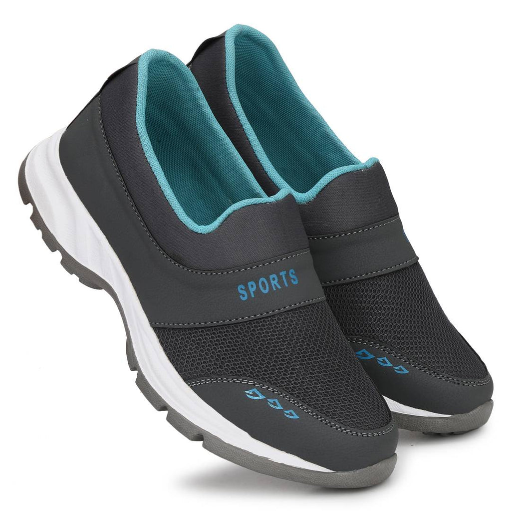 Dark Grey Canvas Mesh Casual Wear Slip On Walking Running Training Gym Football Sports Shoes