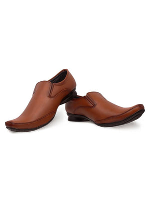 Designer Men's Tan Brown Slip-On Leatherette Office Party Ethnic Wear Formal Shoes