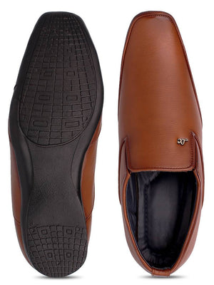 Designer Men's Tan Brown Slip-On Leatherette Office Party Ethnic Wear Formal Shoes