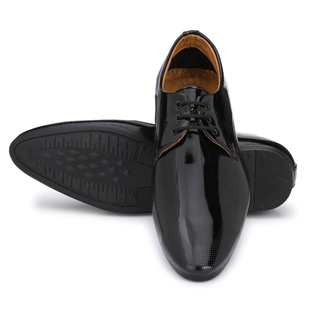 Designer Derby Patent Leather Black Lace-Ups Office Party Ethnic Wear Formal Shoes