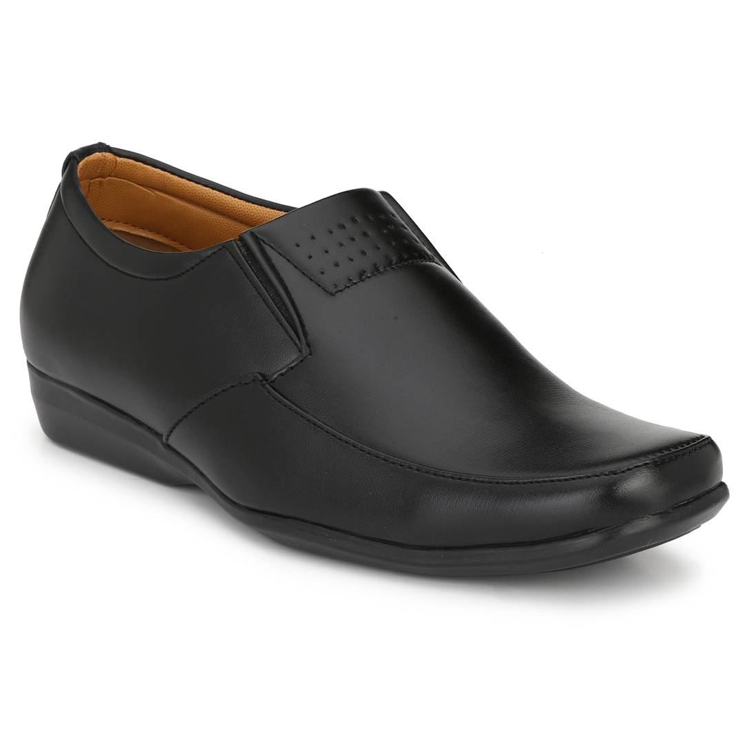 Premium Leather Black Slip On Square Tip Formal Shoes for Men