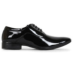 Premium Oxford Class Designer Patent Leatherette Shining Jet Black Lace-Up Party Formal Shoes