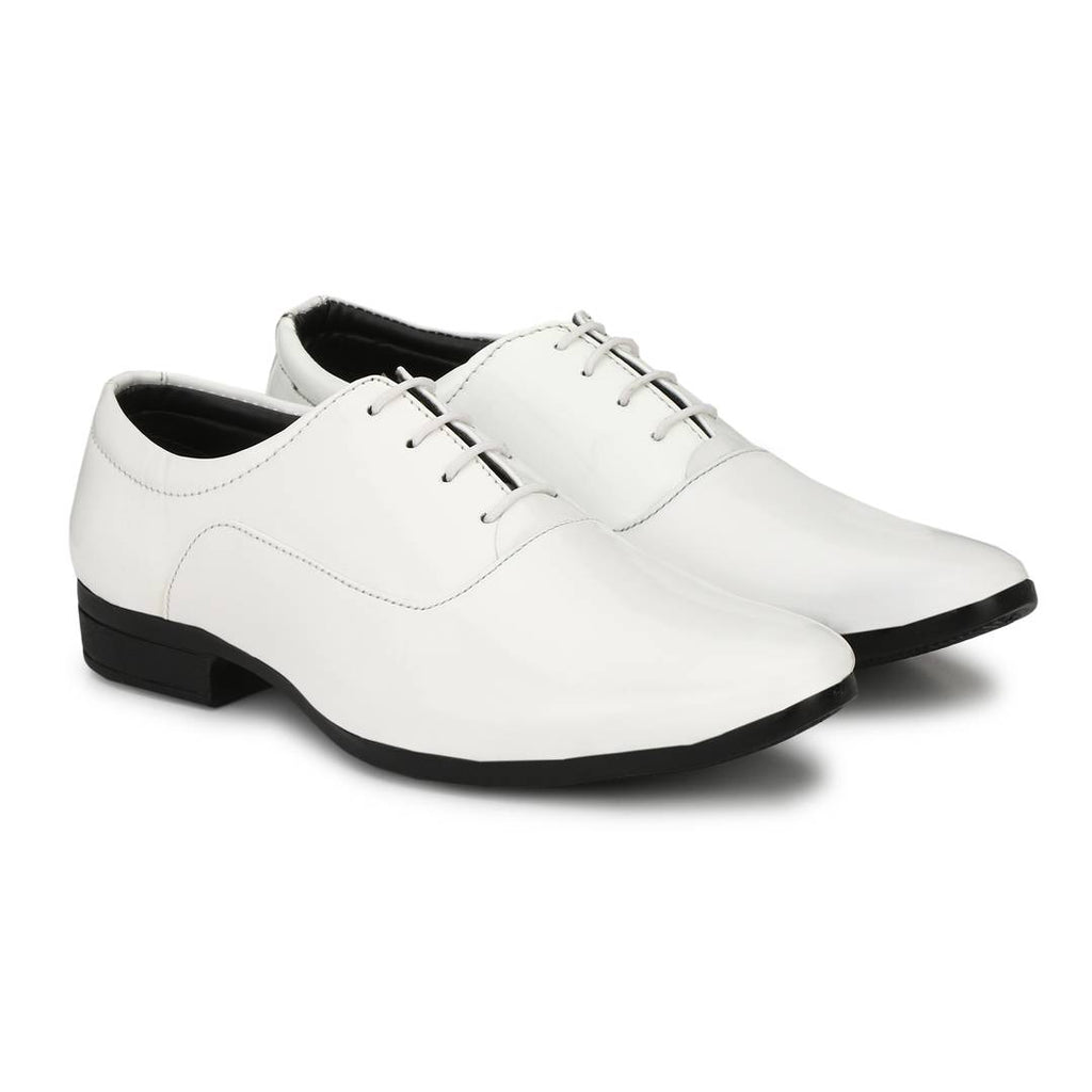Premium Oxford Patent Leather White Shining Lace-Up Party Wear Designer Formal Shoes