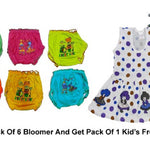 Kid's Trendy Printed Bloomer Pack Of 6 With Free Pack Of 1 Frock
