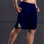 Men Navy Blue Polyester Regular Fit Sports Shorts