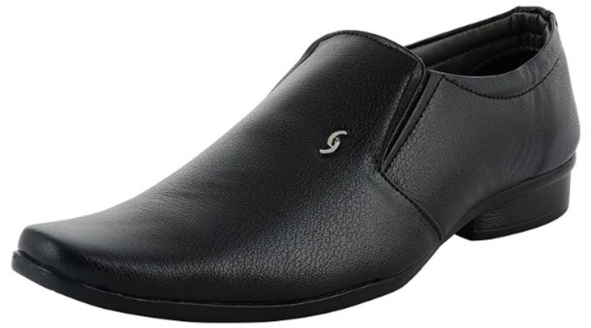 Mens Modern Black Solid Synthetic Leather Slip On Formal Shoes