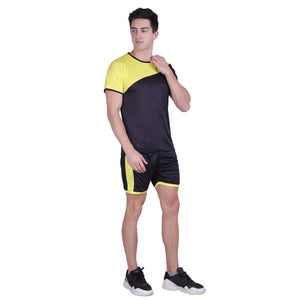 Men Multicoloured Polyester Self Pattern Regular Fit Sports Tees & Shorts