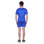Men Blue Polyester Self Pattern Regular Fit Sports Tees & Shorts