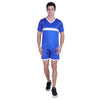 Men Blue Polyester Self Pattern Regular Fit Sports Tees & Shorts