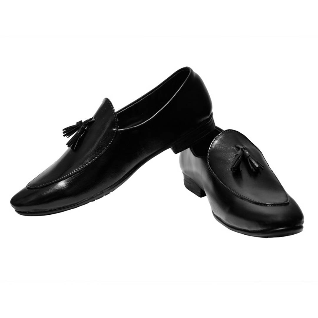 Black Synthetic Leather Loafer Shoe For Men