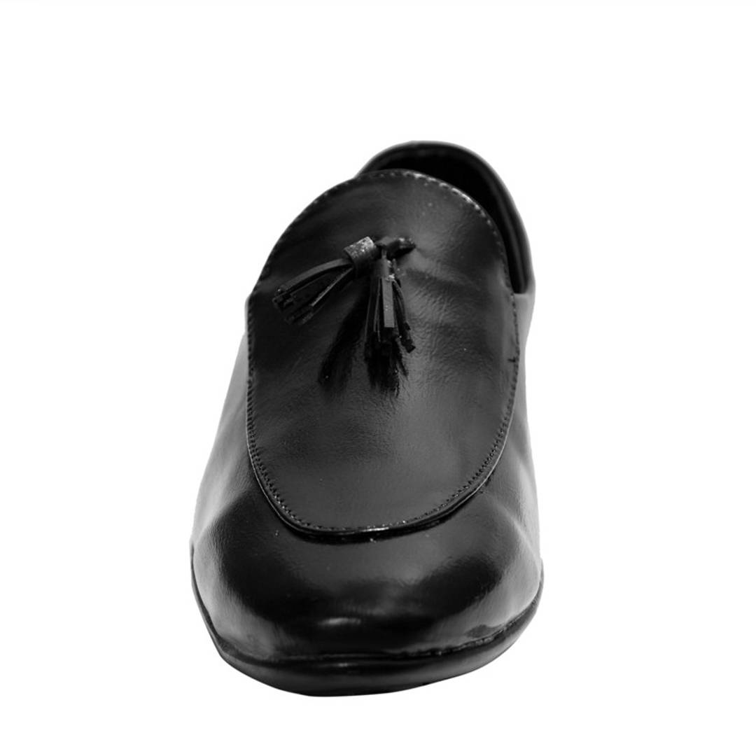 Black Synthetic Leather Loafer Shoe For Men