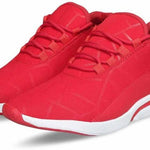 Stylish Red Solid Mesh Sneakers For Men