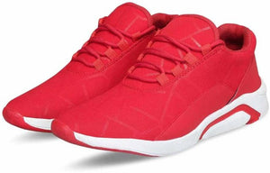 Stylish Red Solid Mesh Sneakers For Men