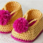 Woolen Soft Sole Yellow Booties For Kids