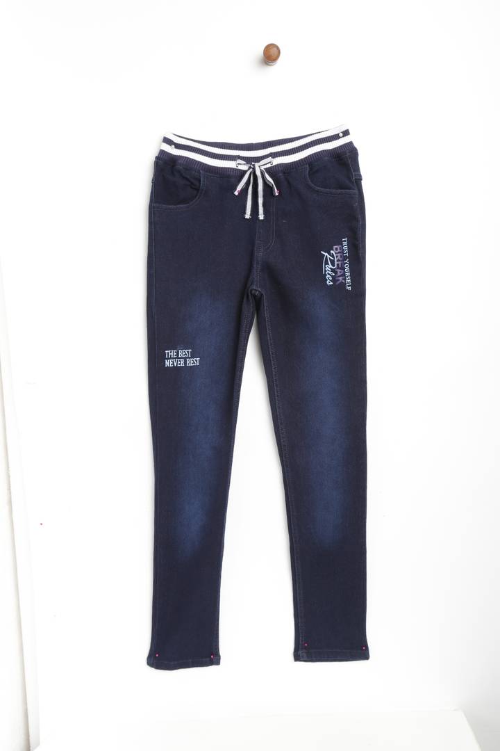 Stylish Denim Navy Blue Dyed Regular Fit Jeans For Boys
