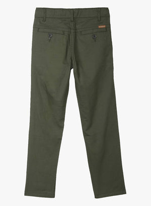 Stylish Cotton Olive Solid Formal Trouser For Boys