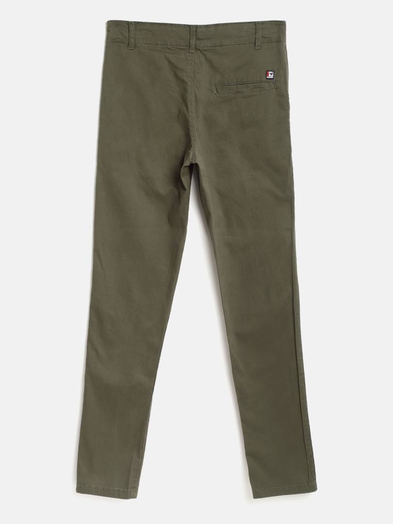 Stylish Cotton Green Solid Formal Trouser For Boys