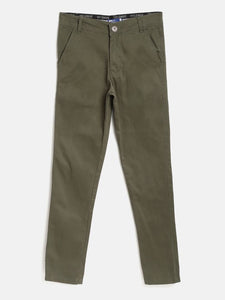 Stylish Cotton Green Solid Formal Trouser For Boys