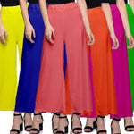 Stylish Women Palazzo Combo Pack Of 6 (Blue, Orange, Pink, Peach, Yellow, Green)