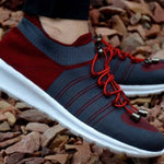 Men's Red Mesh Solid Sneakers