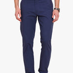 Men's Blue Cotton Solid Mid-Rise Casual Regular Fit Chinos