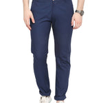 Men's Blue Cotton Solid Mid-Rise Casual Regular Fit Chinos