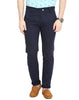Men's Navy Blue Cotton Solid Mid-Rise Casual Regular Fit Chinos