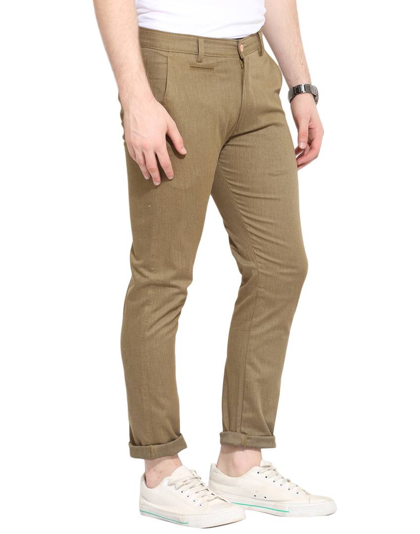 Mens Khaki Cotton Solid MidRise Casual Regular Fit Chinos  Dilutee India