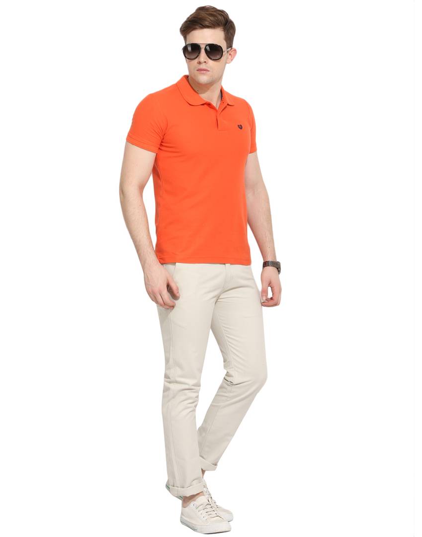 Men's Off White Cotton Solid Mid-Rise Casual Regular Fit Chinos