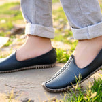 Men's Blue Synthetic Leather Solid Casual Shoes