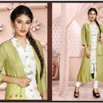 Designer Rayon Printed Kurti AndLong Shrug Set  For Women