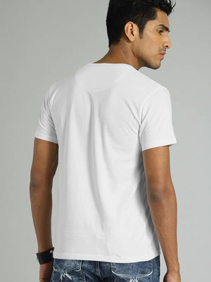 Men's White Printed Dry-Fit Polyester Sports T-Shirt