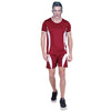 Men's Red Self Pattern Polyester Sports Tees & Shorts Set