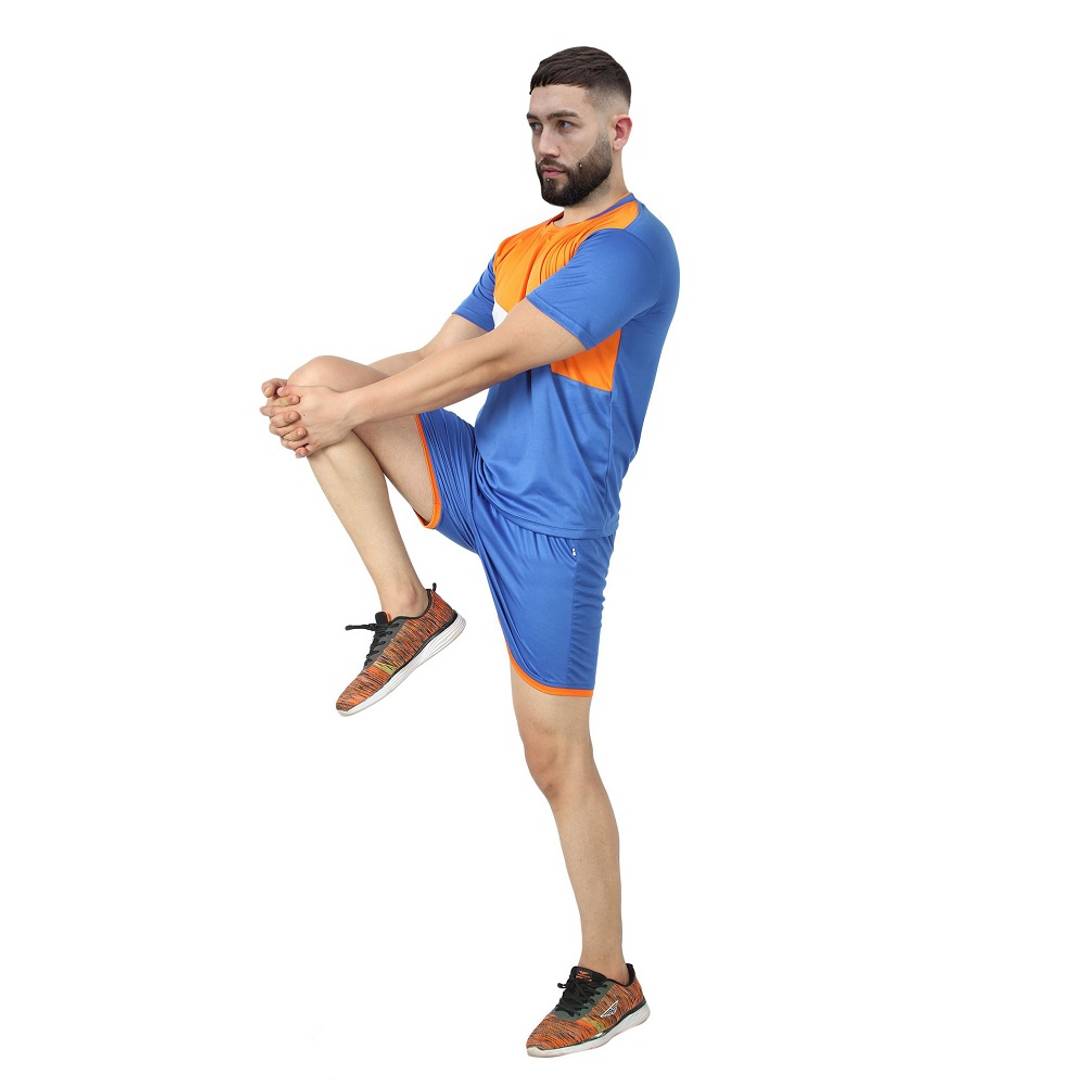 Men's Multicoloured Colourblocked Polyester Sports Tees & Shorts Set